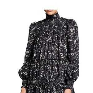 Cinq à Sept Black and White Long Sleeve Dress